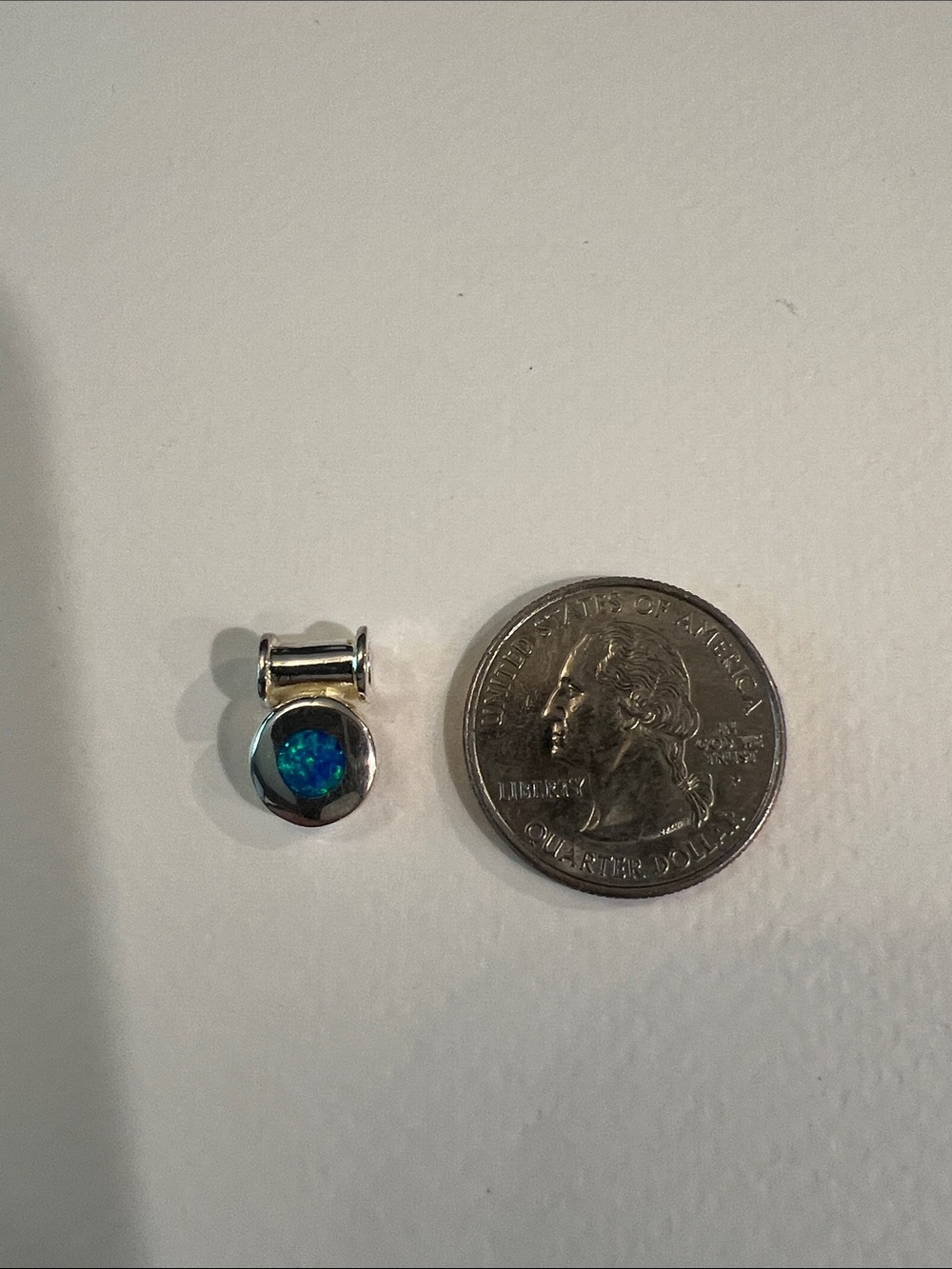 Tiny Sterling Silver Pendant with Blue Opal Accent - Picture 4 of 7